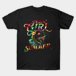 feral girl summer funny possum juneteenth rasta tie dye T-Shirt